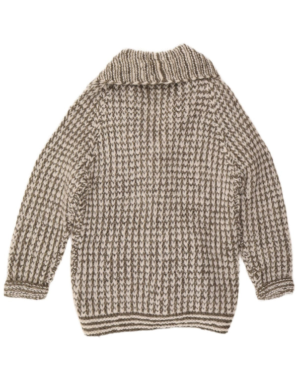 VINTAGE Γυναικείο πουλόβερ Longline Cardigan UK 16 μεγάλο γκρι ριγέ