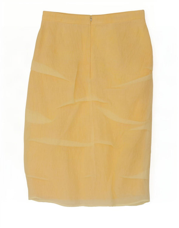 Zara Γυναικεία Midi Φούστα Small W30 Yellow Polyamide