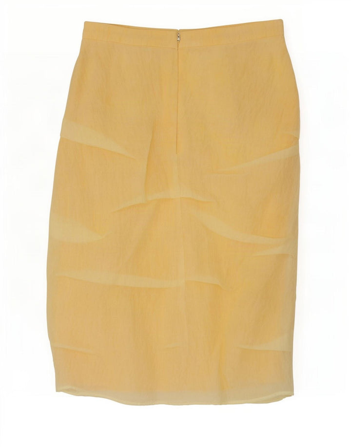 Zara Γυναικεία Midi Φούστα Small W30 Yellow Polyamide