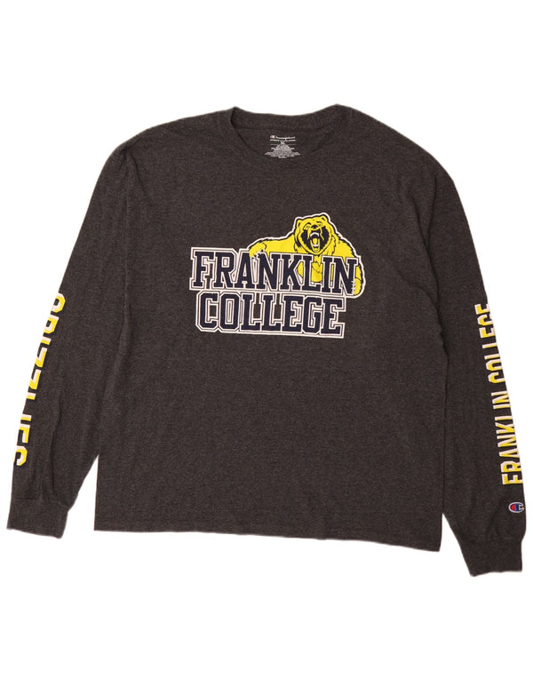 Champion Mens Franklin College Graphic Top Μακρυμάνικο XL Γκρι βαμβακερό
