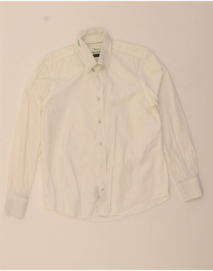 HARMONT & BLAINE Mens Regular Fit Shirt Small White Cotton Vintage Harmont & Blaine and Second-Hand Harmont & Blaine from Messina Hembry 