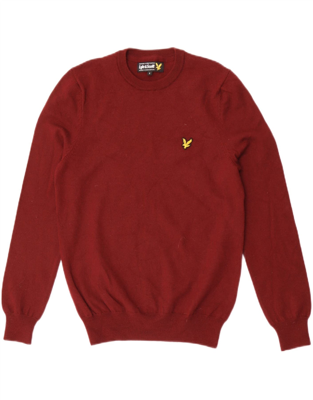 Ανδρικό πουλόβερ με λαιμόκοψη Lyle & Scott Small Maroon Μαλλί Merino