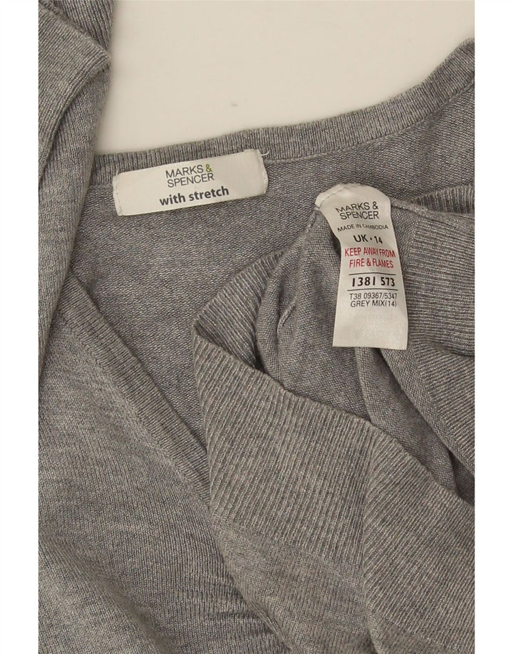 Marks & Spencer Γυναικείο πουλόβερ με λαιμόκοψη 3/4 με μανίκια UK 14 Medium Grey