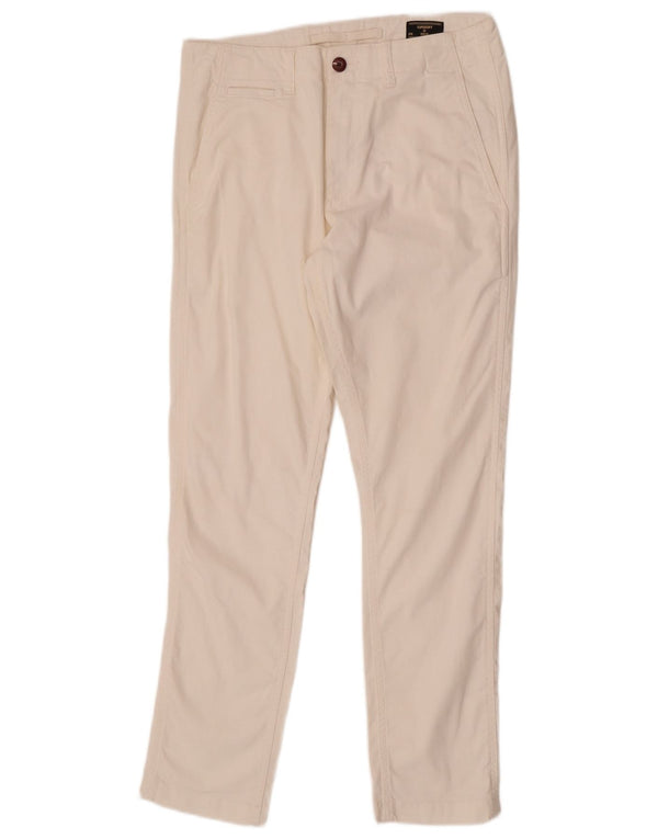 Ανδρικό κωνικό παντελόνι Chino Superdry W30 L29 από λευκό βαμβακερό