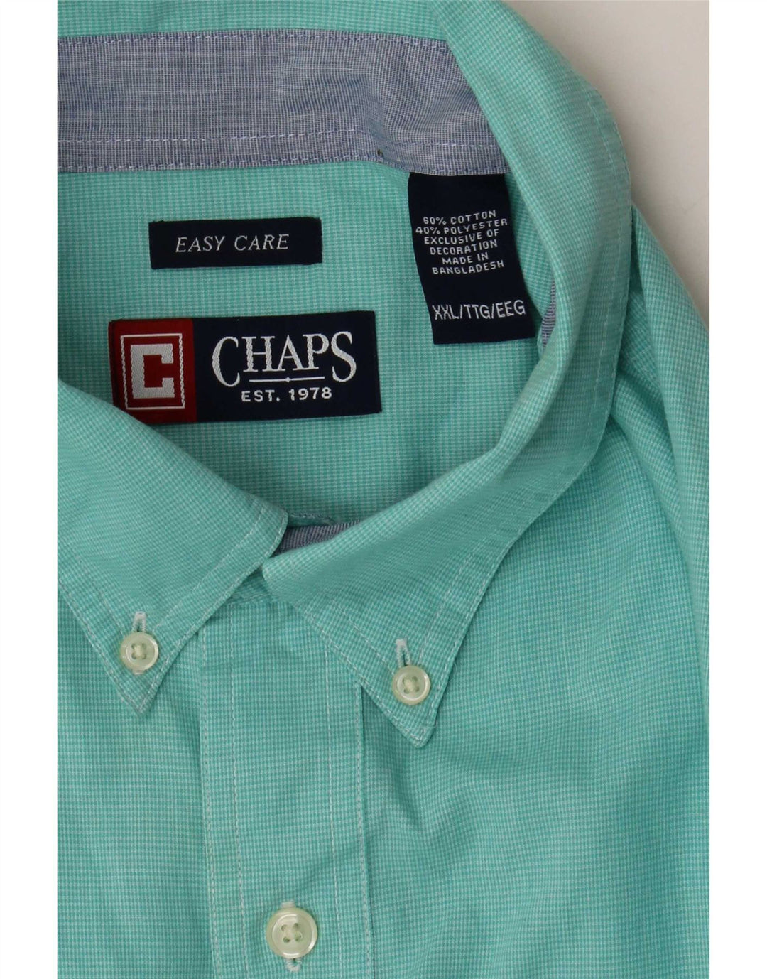 Chaps Ανδρικό πουκάμισο 2XL Τυρκουάζ Houndstooth Βαμβακερό