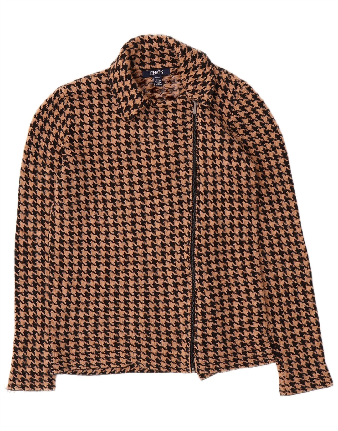 CHAPS Γυναικείο πουλόβερ ζακέτα UK 10 Small Beige Houndstooth βαμβακερό