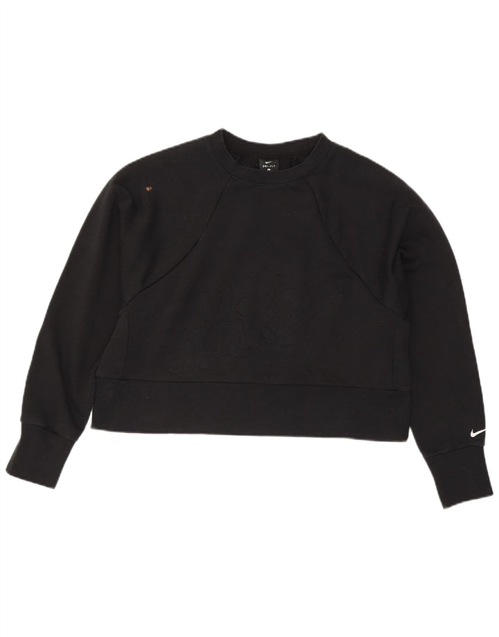 Γυναικεία φούτερ Nike Crop Graphic Jumper UK 14 Medium Black Polyester