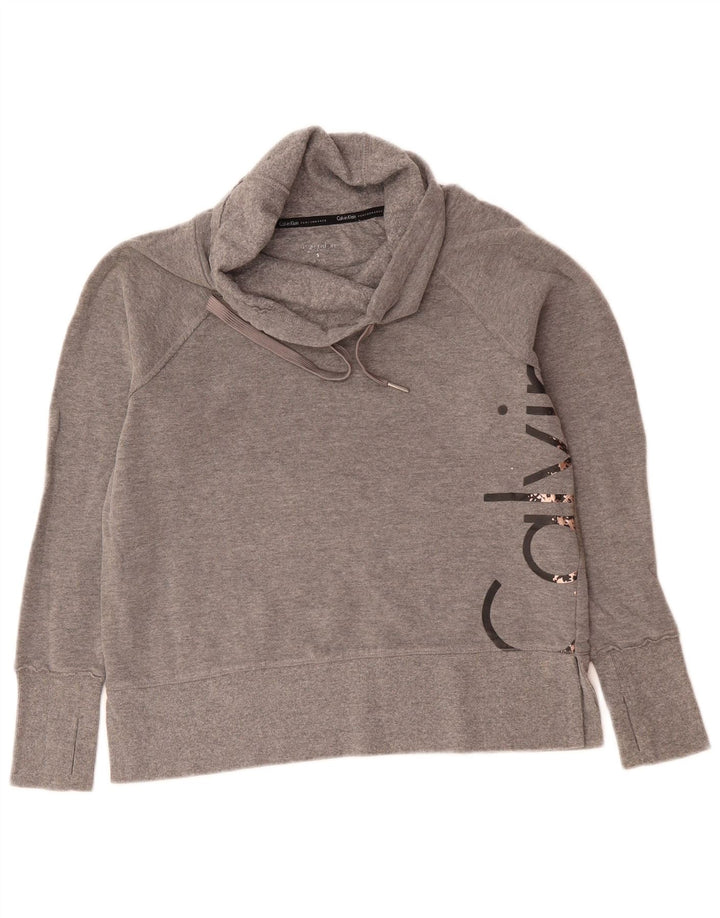 CALVIN KLEIN Γυναικεία γραφική φούτερ Performance Jumper UK 10 Small Grey