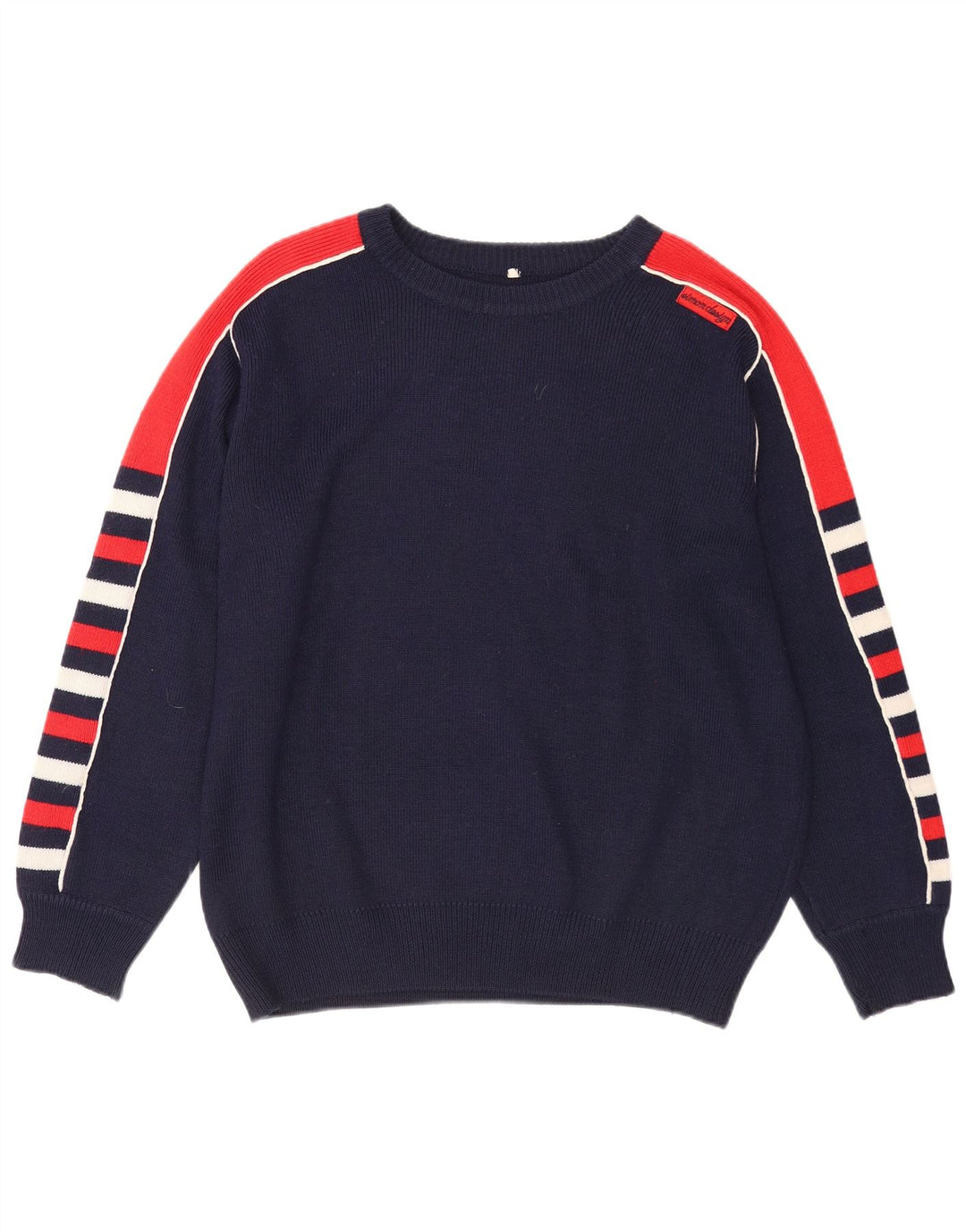 VINTAGE Γυναικείο πουλόβερ με λαιμόκαυστο UK 18 XL Navy Blue Colorblock