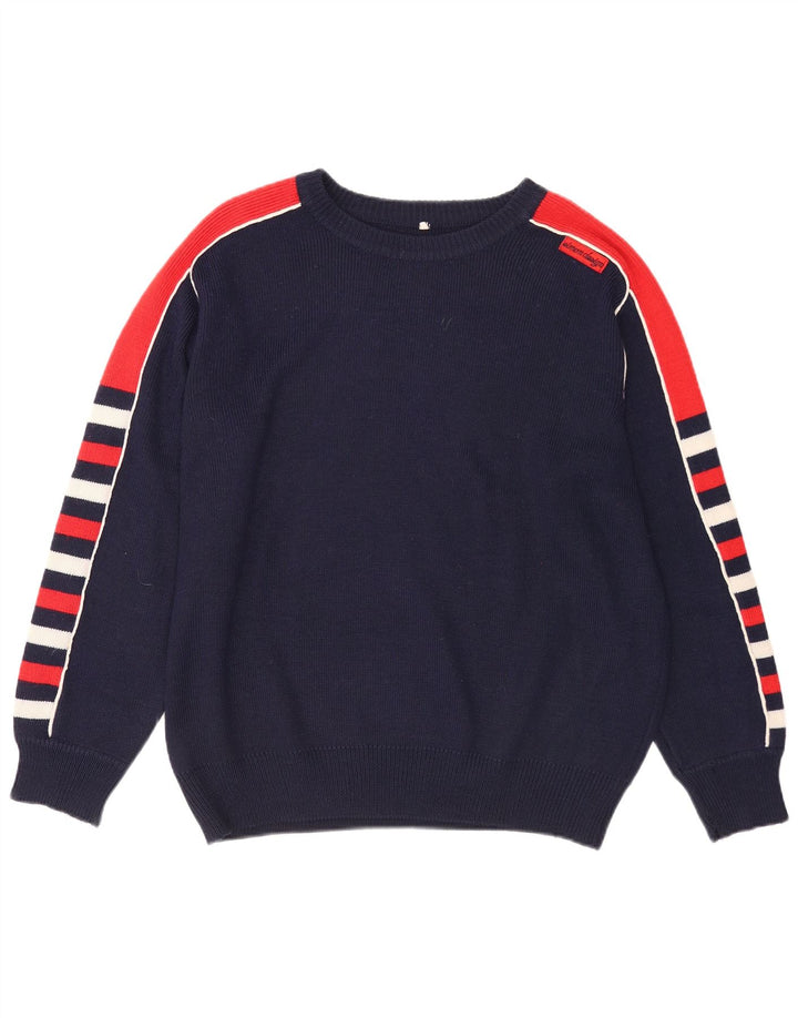 VINTAGE Γυναικείο πουλόβερ με λαιμόκαυστο UK 18 XL Navy Blue Colorblock