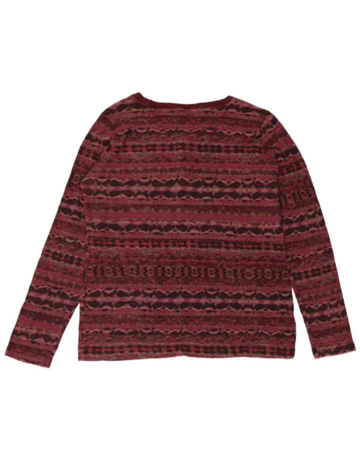 Eddie Bauer Γυναικείο τοπ μακρυμάνικο UK 18 XL μπορντό γεωμετρικό βαμβάκι