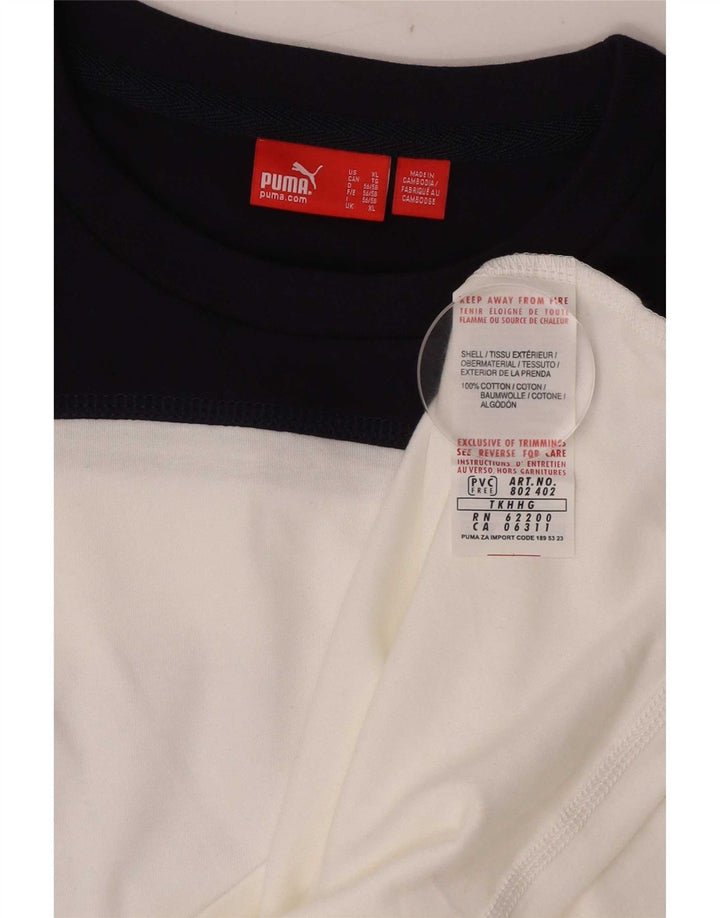 Ανδρικό γραφικό μπλουζάκι Puma, μακρυμάνικο XL, λευκό βαμβακερό