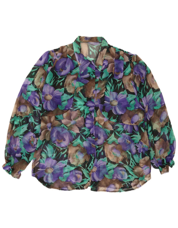 Vintage Γυναικεία See Through Μπλούζα UK 18 XL Πολύχρωμη Floral