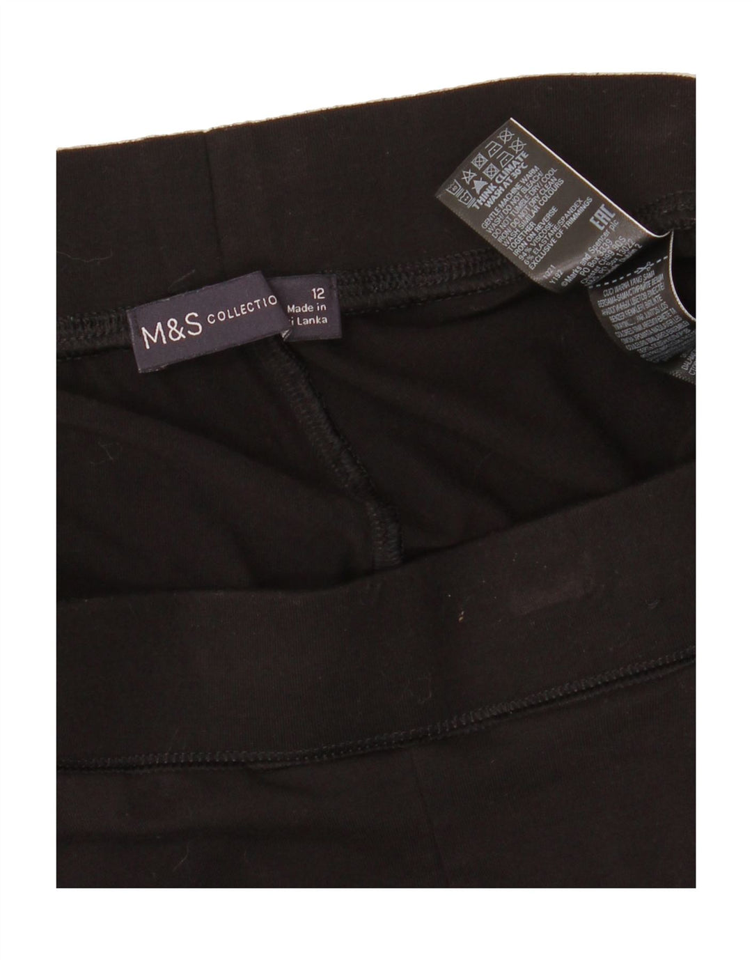 MARKS & SPENCER Womens Crop Leggings UK 12 Medium  Black Viscose Vintage Marks & Spencer and Second-Hand Marks & Spencer from Messina Hembry 