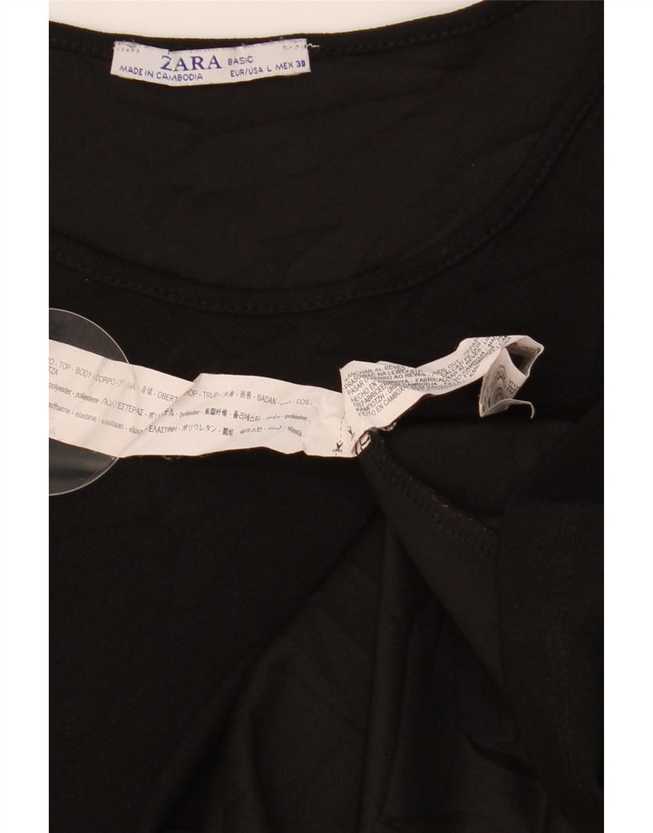 Γυναικείο φόρεμα ZARA 3/4 Sleeve Shift UK 14 Large Black Polyester
