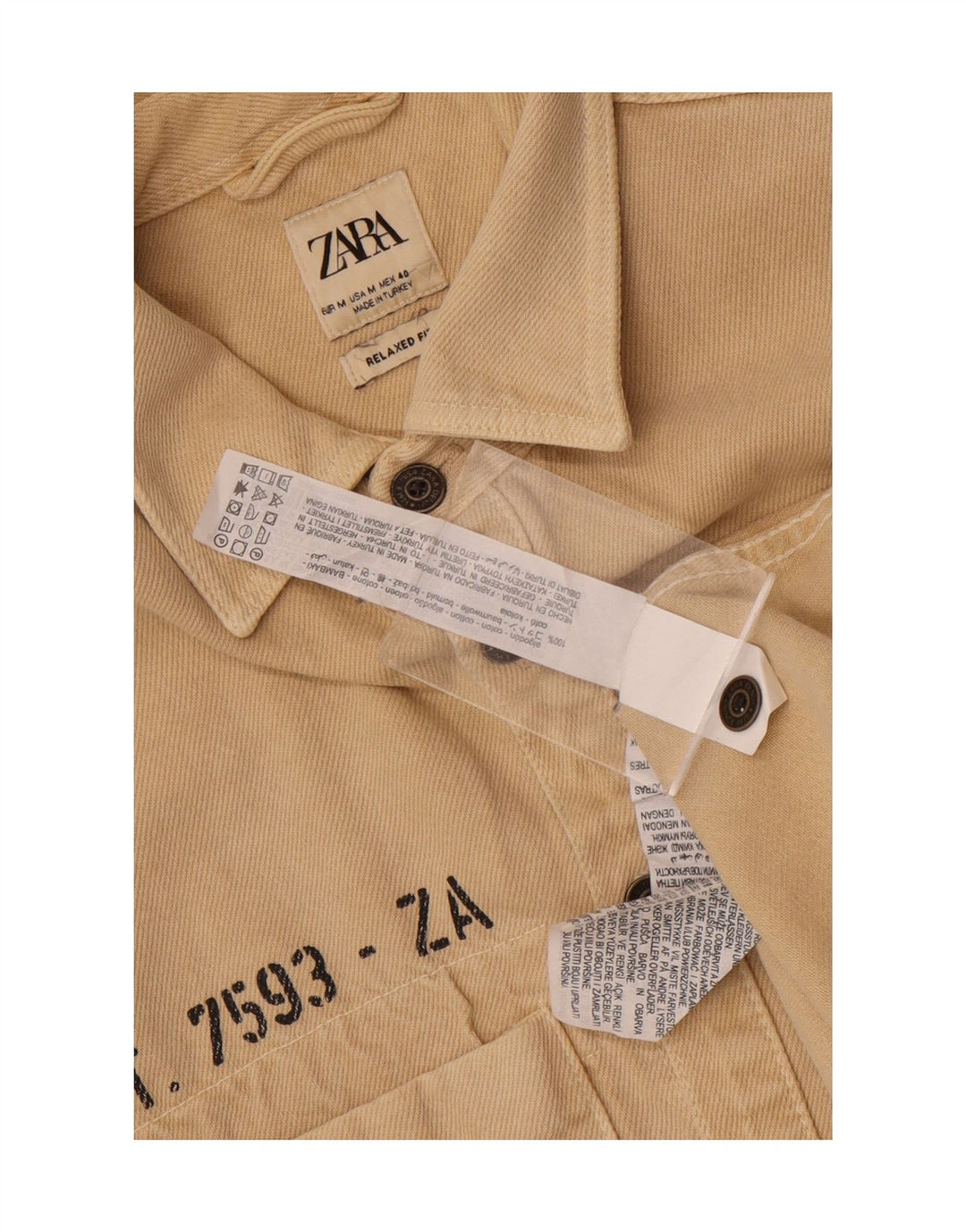 Ανδρικό πουκάμισο Zara Graphic Relaxed Fit Medium Beige Βαμβακερό