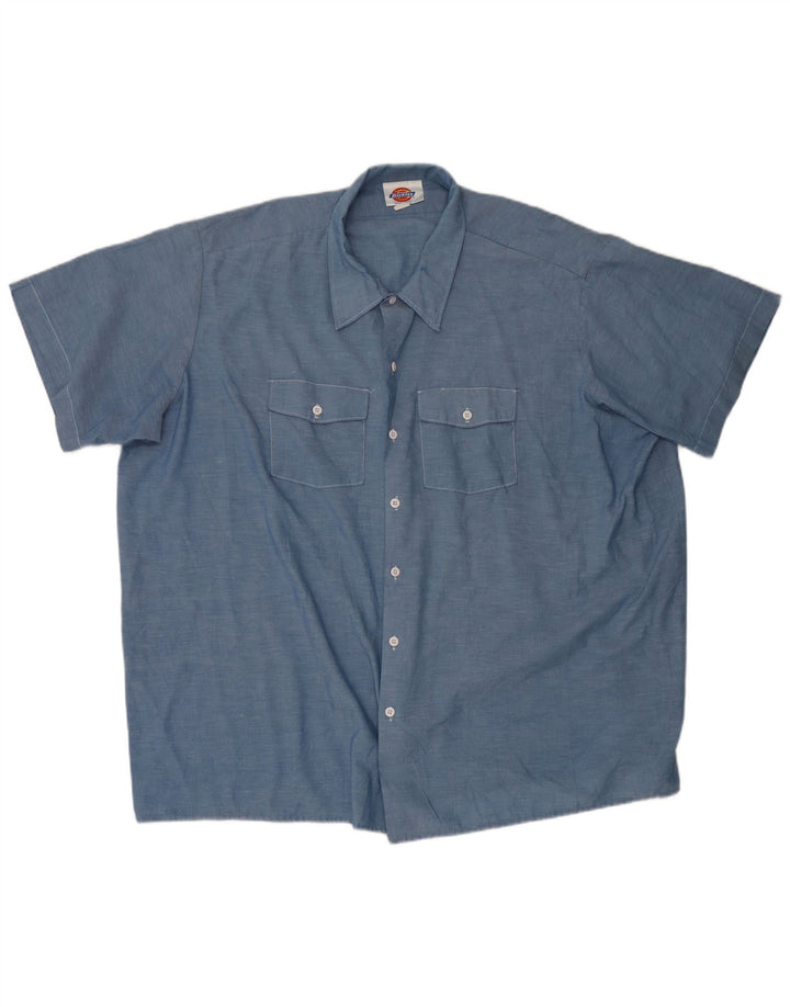 Ανδρικό κοντομάνικο πουκάμισο Dickies 4XL μπλε πολυεστέρα