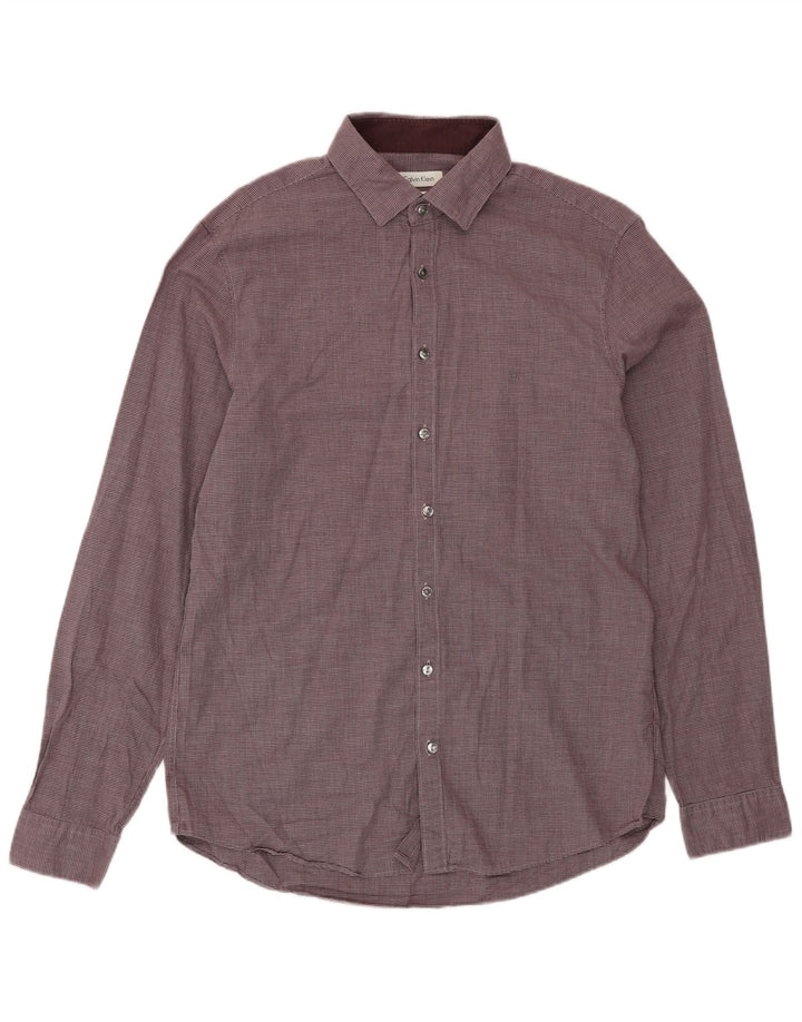 CALVIN KLEIN Ανδρικό πουκάμισο Slim Fit Μέγεθος 41 16 Large Maroon Houndstooth