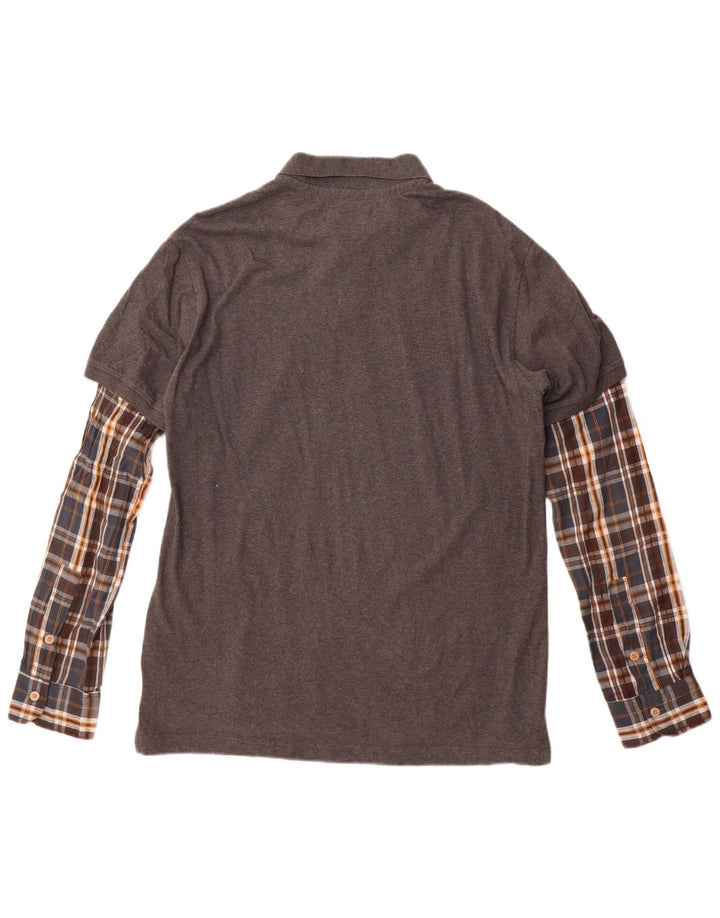 Ανδρικό μακρυμάνικο μπλουζάκι πόλο Desigual XL, βαμβακερό γκρι