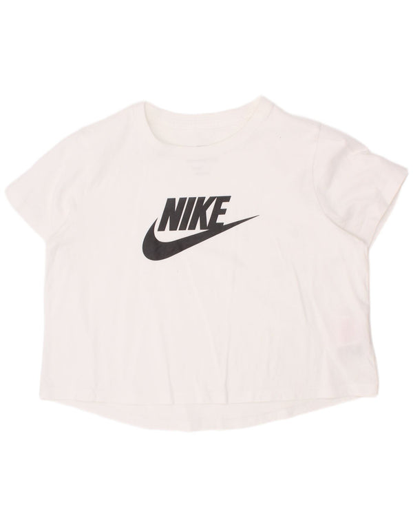 Γραφικό μπλουζάκι Nike για κορίτσια 12-13 ετών, μεγάλο λευκό βαμβακερό
