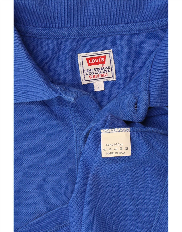 Ανδρικό πουκάμισο πόλο LEVI'S μεγάλο μπλε βαμβακερό