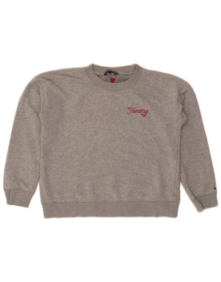 Tommy Hilfiger Γυναικεία φούτερ υπερμεγέθη Crop Jumper UK 10 Small Grey