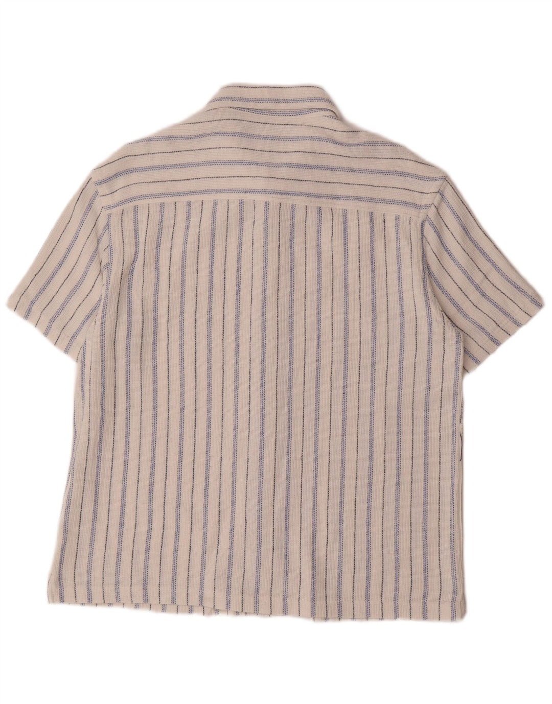 ZARA Mens Short Sleeve Shirt XL White Striped Cotton