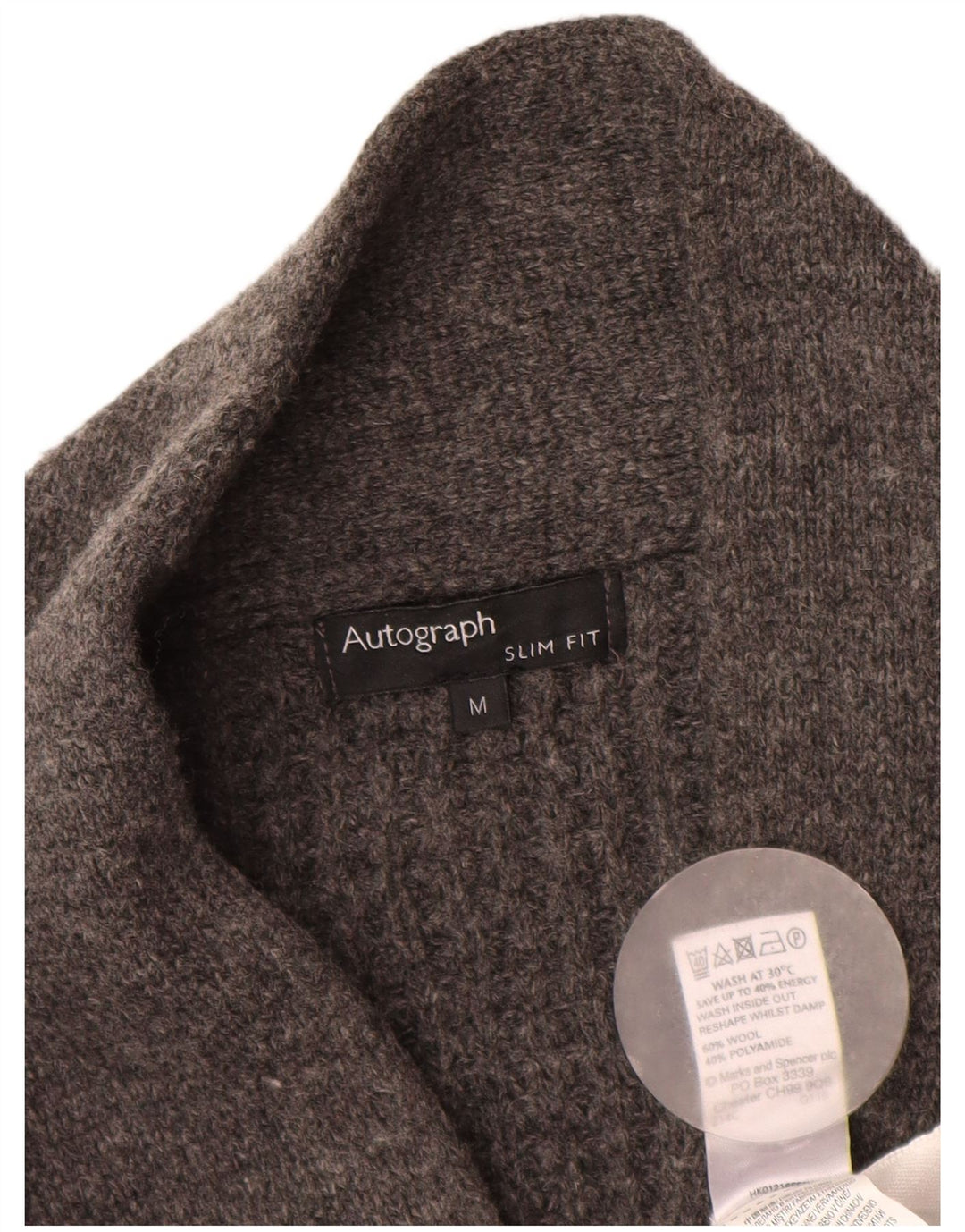 Marks & Spencer Ανδρικό πουλόβερ ζακέτα Autograph Slim Fit Medium Grey Wool