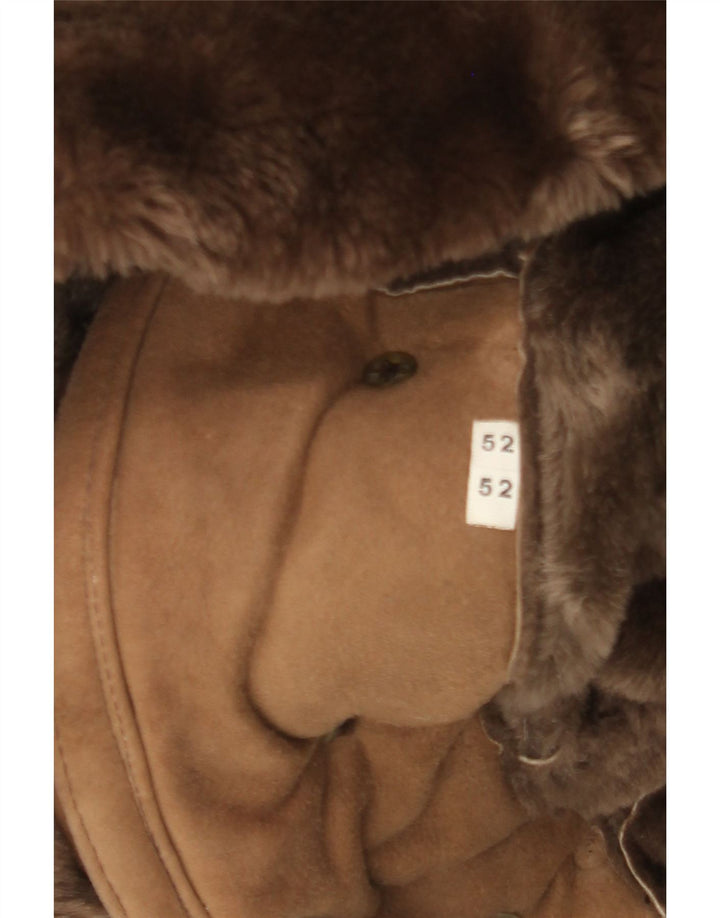 Vintage Ανδρικό Shearling Παλτό με διπλό στήθος IT 52 XL Καφέ