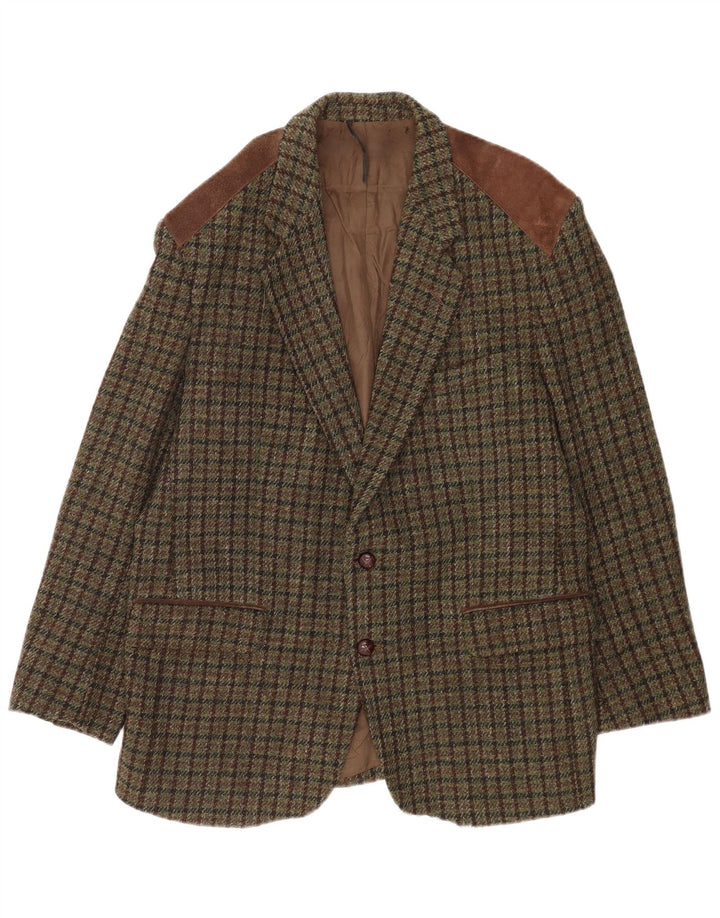 Harris Tweed Ανδρικό σακάκι σακάκι με 2 κουμπιά UK 38 Medium Green Houndstooth