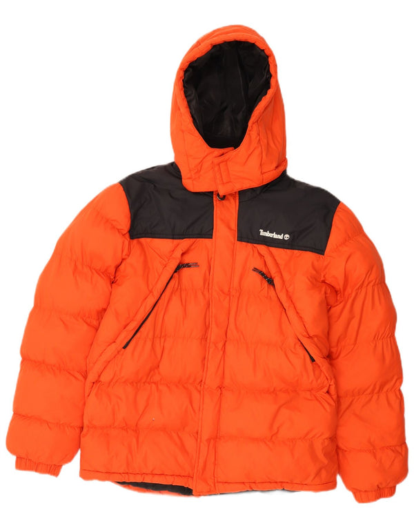Timberland Boys Hooded Jacket 13-14 Years Small Orange Colourblock