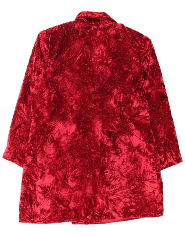 Vintage γυναικείο Longline Abstract μοτίβο σακάκι Blazer UK 14 Medium Red