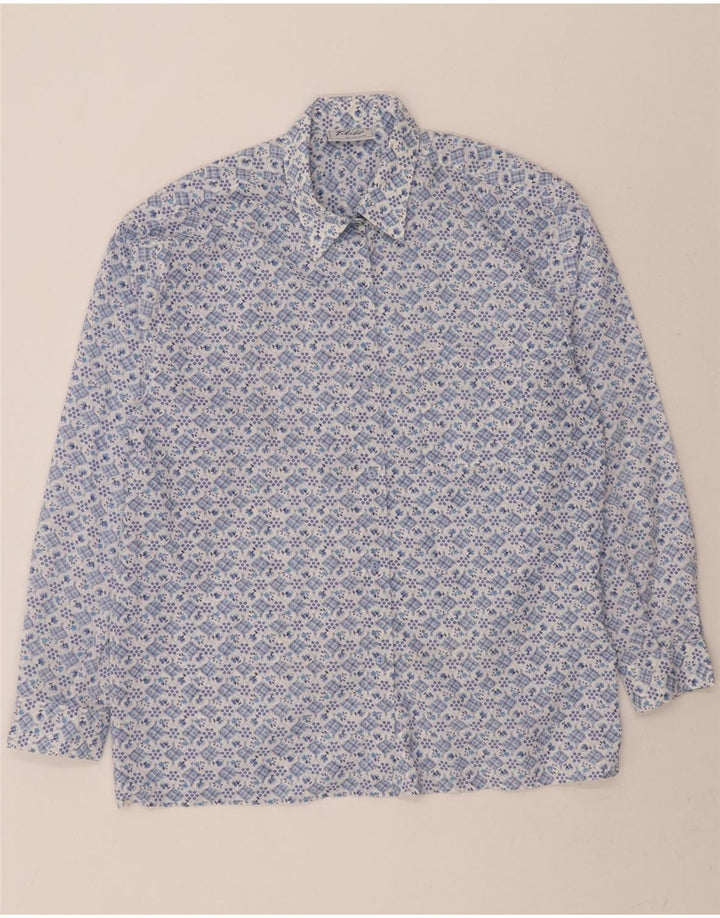 TIKIDA Womens Shirt Large Blue Floral Polyester Vintage TIKIDA and Second-Hand TIKIDA from Messina Hembry 