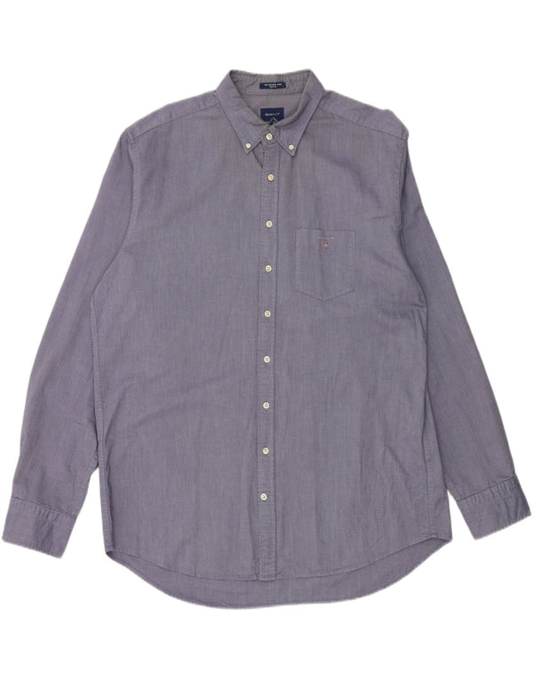GANT Mens Regular Fit Shirt Size 18 45/46 2XL Blue Cotton
