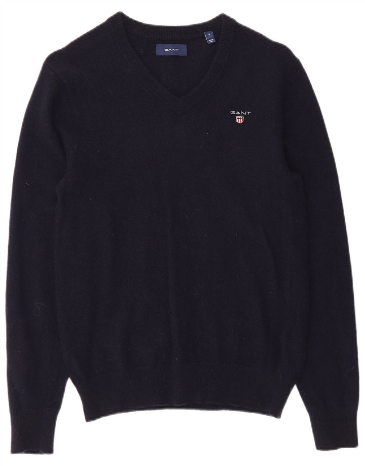 Γυναικείο πουλόβερ με λαιμόκοψη Gant UK 10 Small Navy Blue Wool