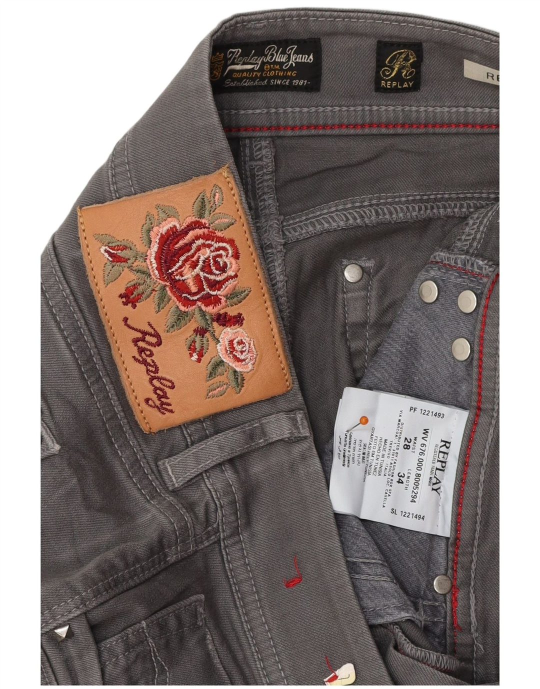 REPLAY Γυναικείο τζιν μποτάκι με μπότα W28 L32 Γκρι βαμβακερό