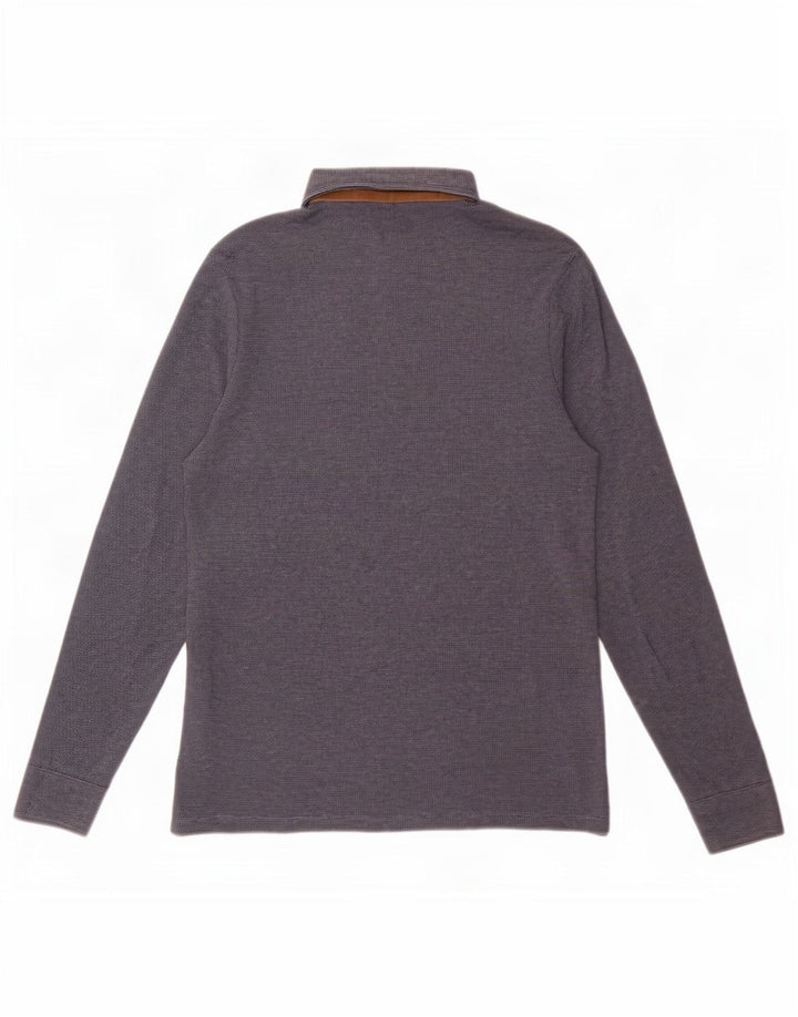 Ανδρικό μακρυμάνικο μπλουζάκι πόλο Massimo Dutti, μεσαίο μπλε ναυτικό