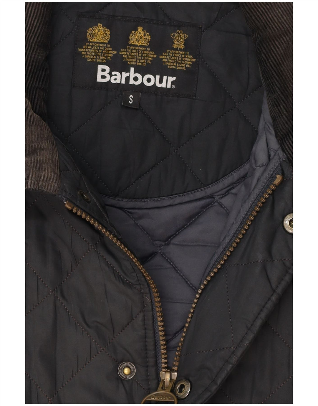 BARBOUR Mens Quilted Jacket UK 36 Small Black Cotton