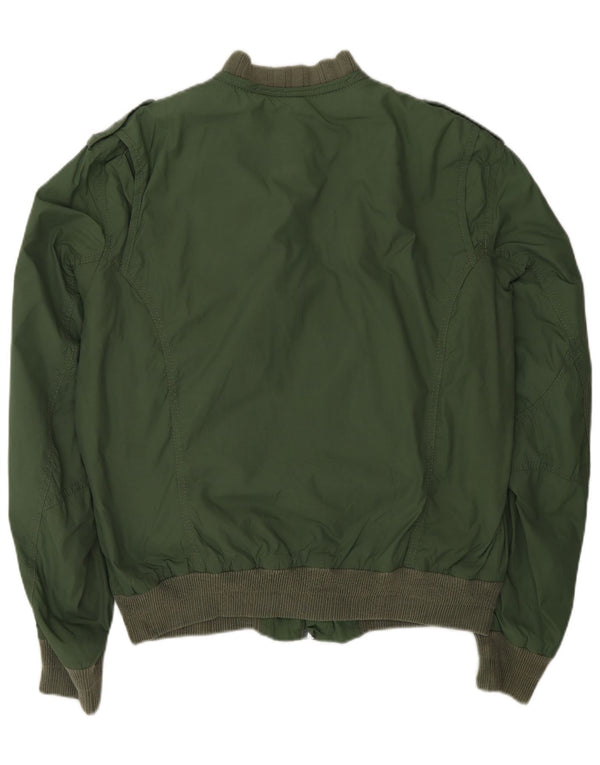 Diesel Mens Military Bomber Jacket UK 42 XL Green Nylon