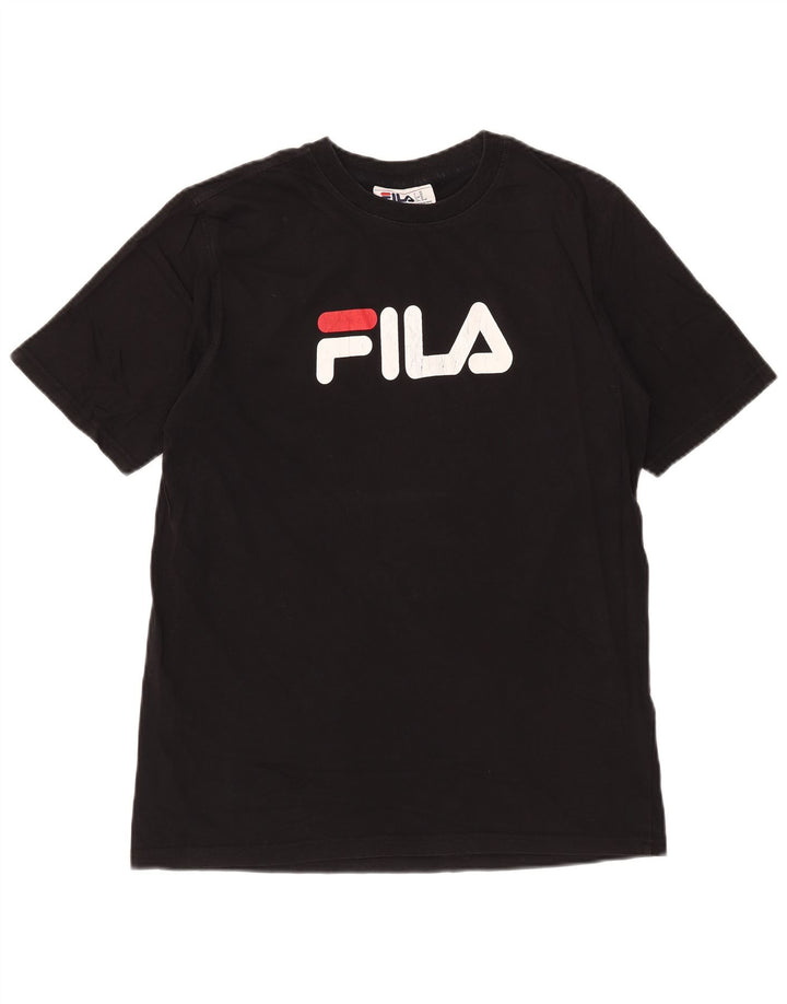 Ανδρικό γραφικό T-Shirt Fila Top Μεσαίο μαύρο βαμβακερό
