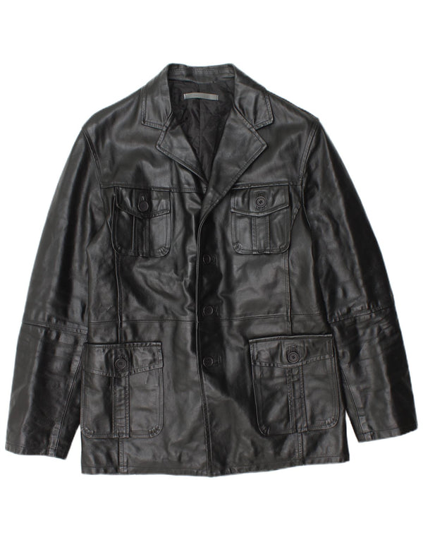 Imperial Mens Leather Jacket UK 36 Small Black Leather