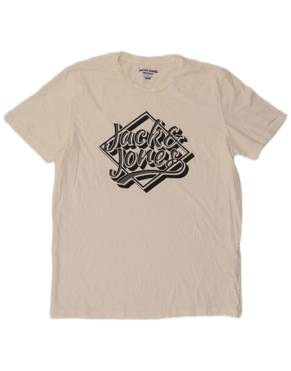 Jack & Jones Ανδρικό T-Shirt με κανονική εφαρμογή γραφικό τοπ XL λευκό βαμβακερό