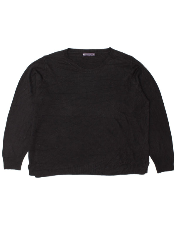 Marks & Spencer Γυναικείο πουλόβερ με λαιμόκοψη UK 22 3XL μαύρο ακρυλικό