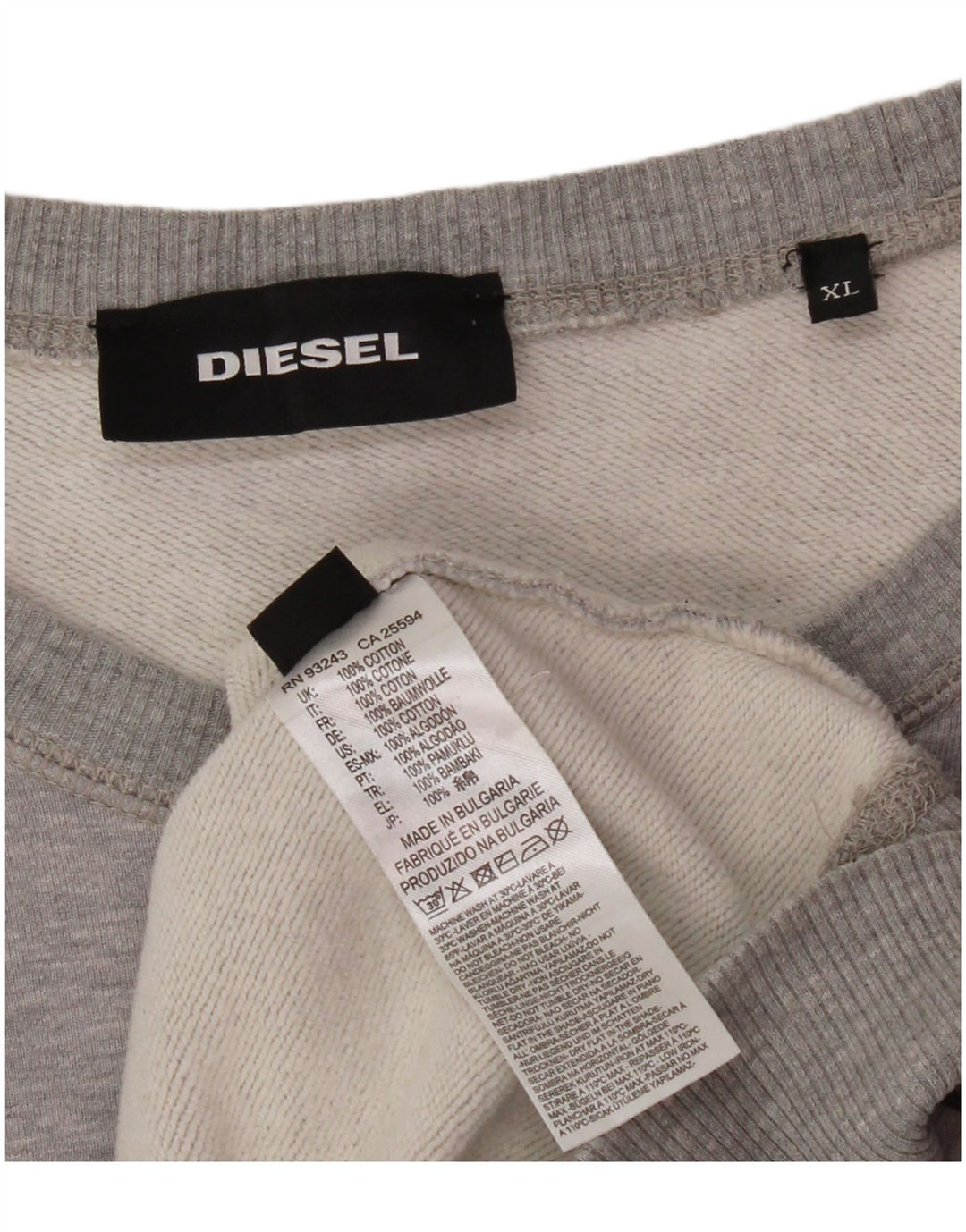 Ανδρικό φούτερ DIESEL Jumper XL Γκρι ριγέ βαμβακερό