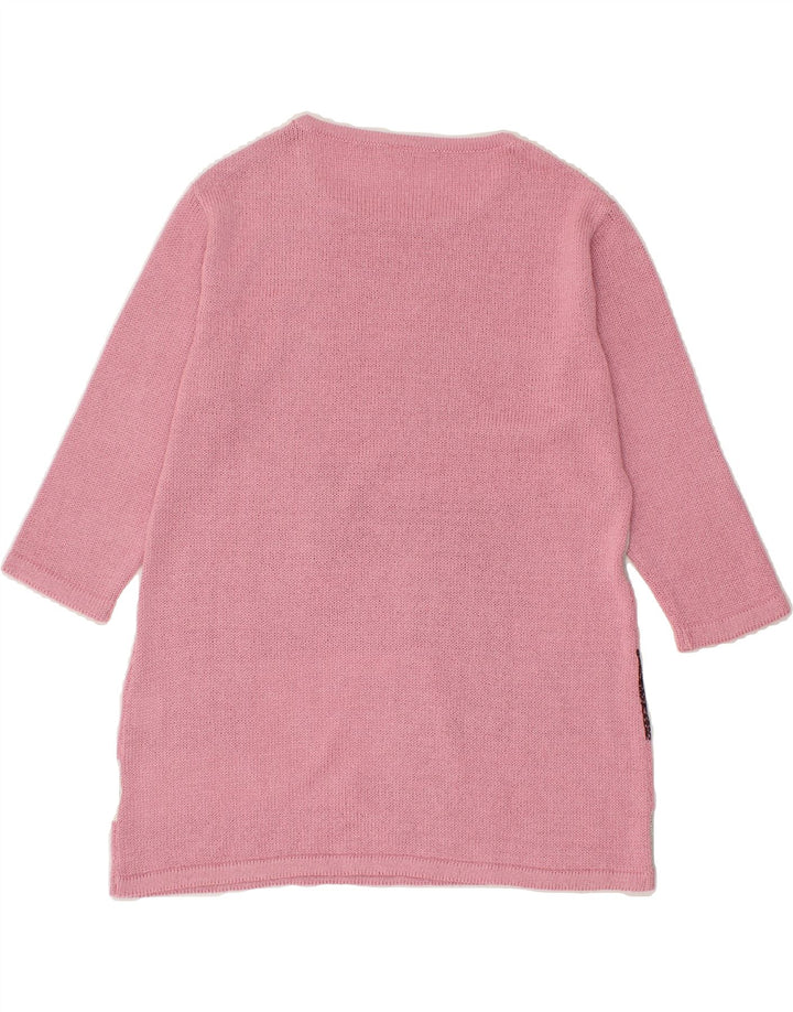 VINTAGE Womens Crew Neck Jumper Sweater IT 44 Medium Pink Geometric Vintage Vintage and Second-Hand Vintage from Messina Hembry 