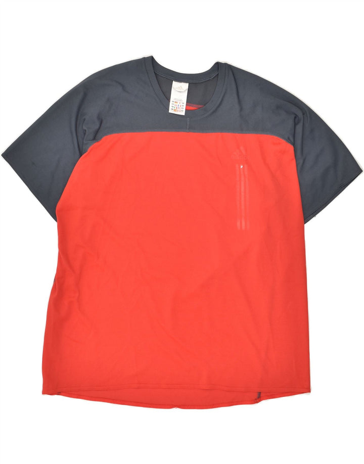 ADIDAS Mens T-Shirt Top XL Red Colourblock Polyester Vintage Adidas and Second-Hand Adidas from Messina Hembry 