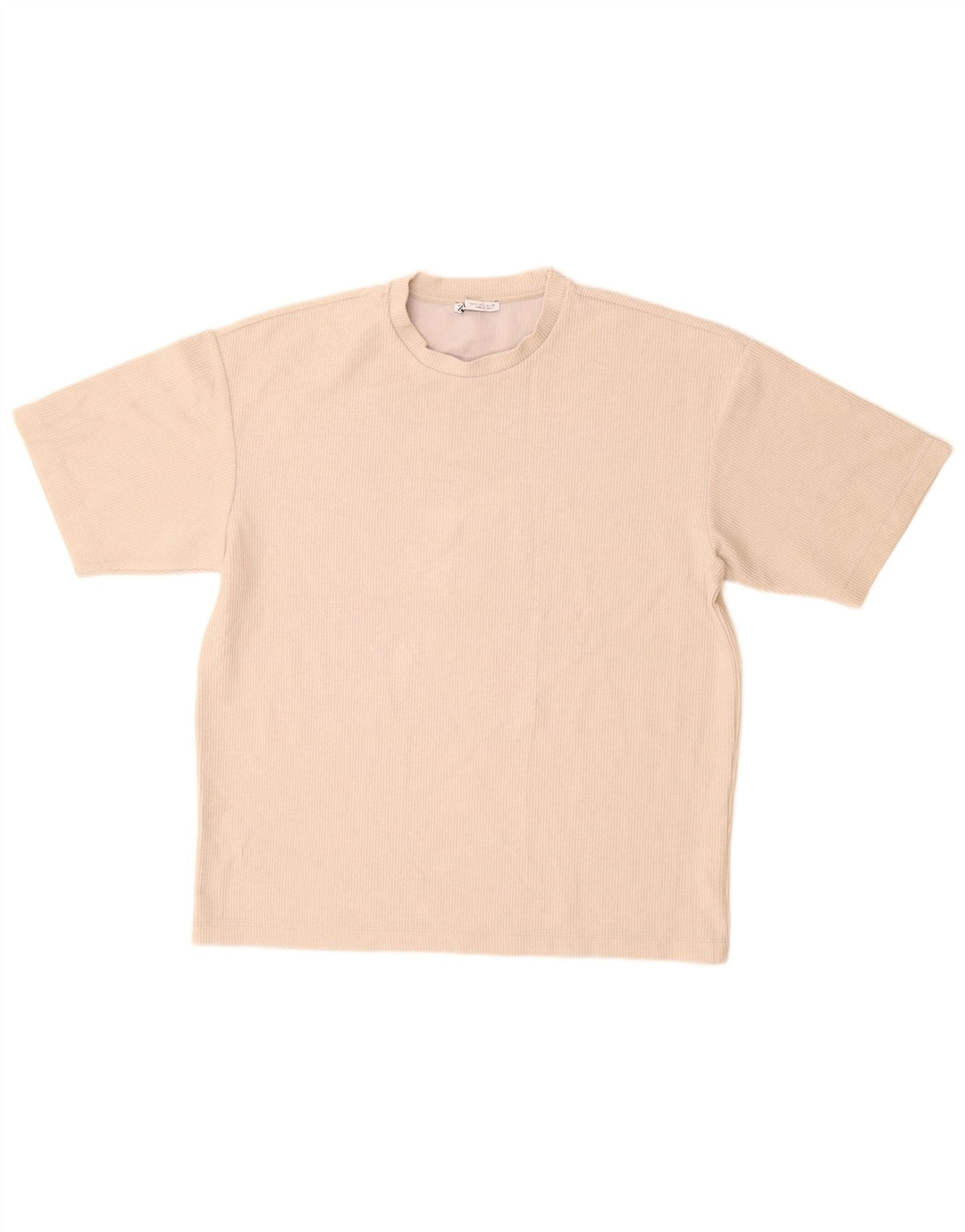 Zara Ανδρικό T-Shirt Top Μικρό μπεζ βαμβακερό