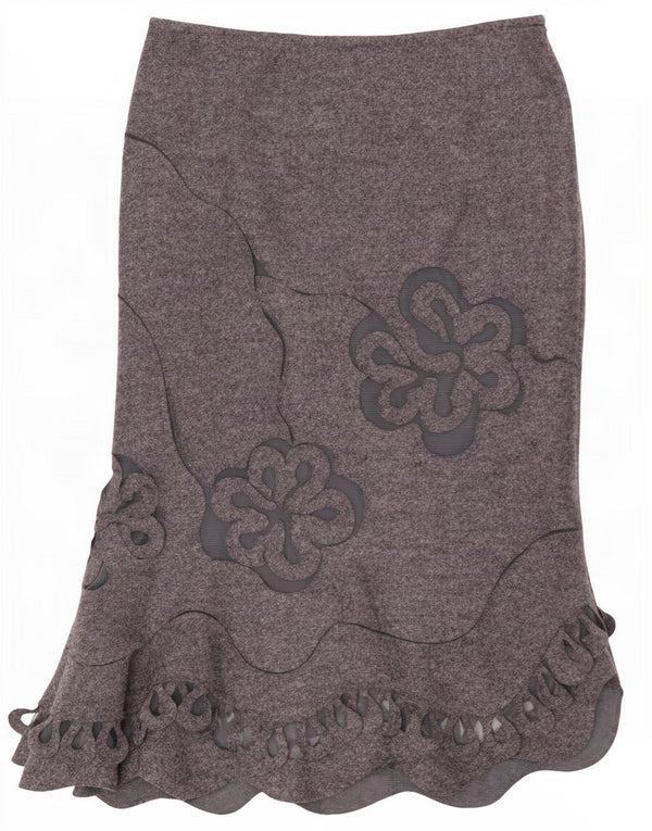 Per Una Γυναικεία ασύμμετρη φούστα UK 10 Small W27 Grey Floral Wool
