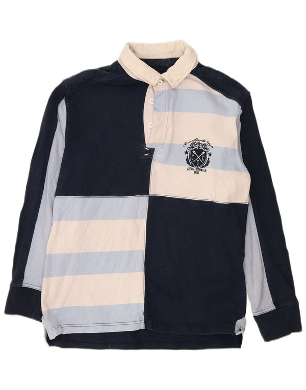 Crew Clothing Mens Rugby Polo Shirt Medium Navy Blue Colorblock