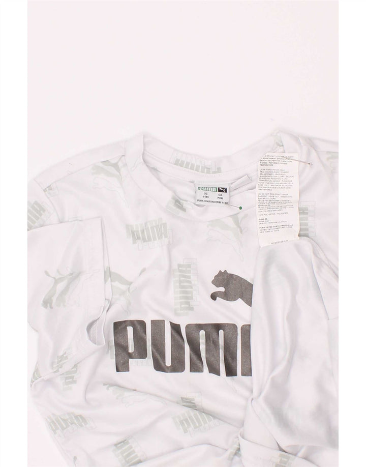 Puma Boys Graphic T-Shirt Top 7-8 Years Small White Polyester